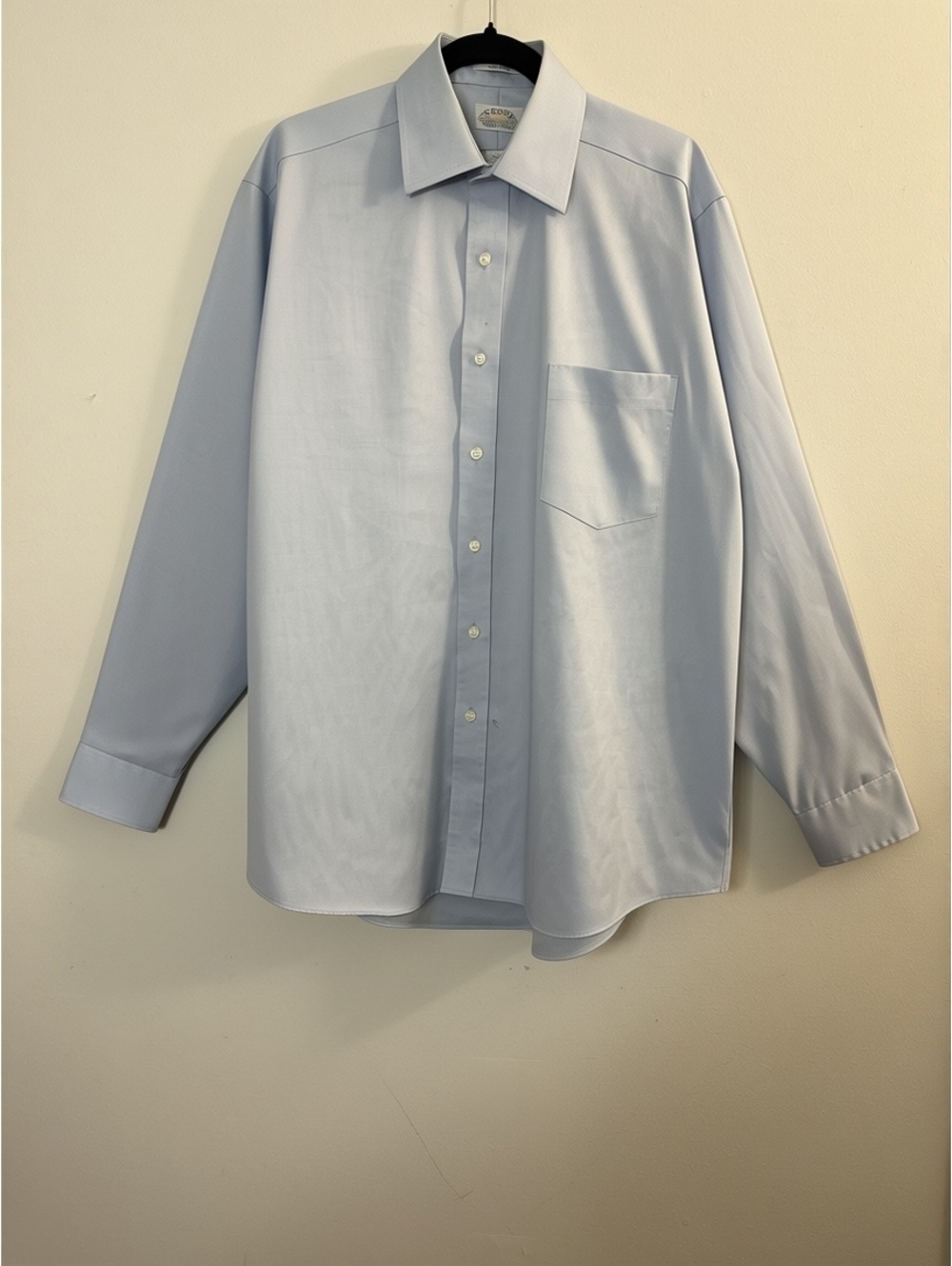 Eagle Shirtmakers Mens Dress Shirt 16 34/35 Blue 80s Two Ply Pinpoint Cotton